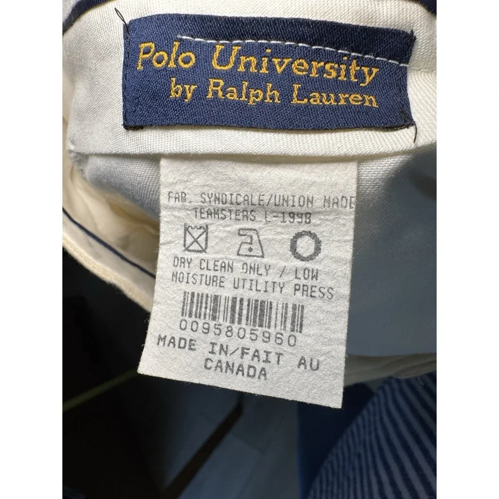 VTG Polo University Ralph Lauren Linen Trousers 42x30(37x29) Cream Herringbone